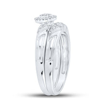 Load image into Gallery viewer, Enchanting Halo Diamond Bridal Wedding Ring Set - 10kt White Gold 1/6 Cttw - Alternate view 3 from Splendid Jewellery