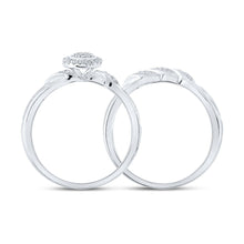 Load image into Gallery viewer, Enchanting Halo Diamond Bridal Wedding Ring Set - 10kt White Gold 1/6 Cttw - Splendid Jewellery