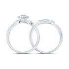 Enchanting Halo Diamond Bridal Wedding Ring Set - 10kt White Gold 1/6 Cttw - Splendid Jewellery