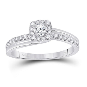 Enchanting Halo Diamond Bridal Wedding Ring Set in 10kt White Gold - Splendid Jewellery