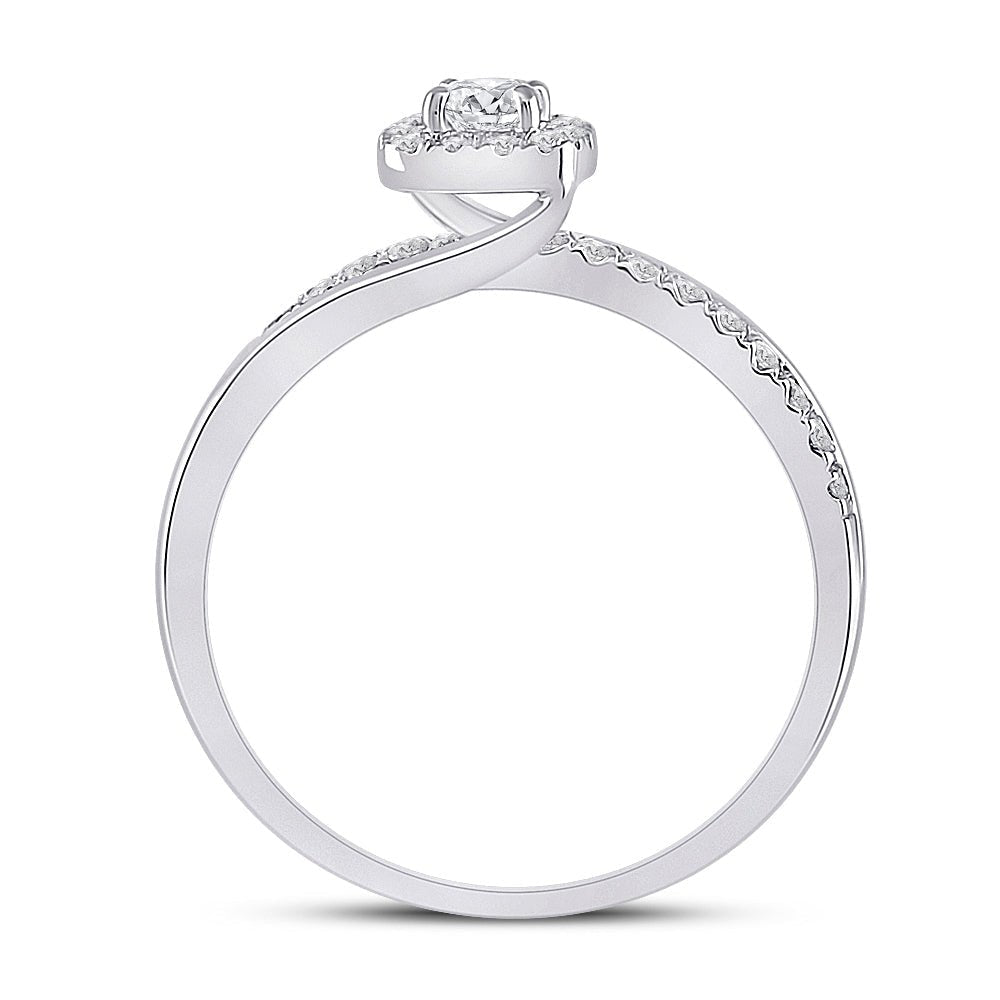 Enchanting Halo Diamond Bridal Wedding Ring Set in 10kt White Gold - Splendid Jewellery