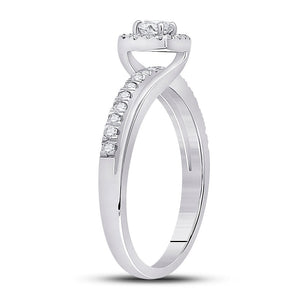 Enchanting Halo Diamond Bridal Wedding Ring Set in 10kt White Gold - Splendid Jewellery