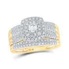 Enchanting Harmony 10kt Yellow Gold Diamond Square Bridal Wedding Ring Band Set - Splendid Jewellery
