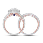 Enchanting Harmony: 14kt Two-tone Gold Princess Diamond Bridal Wedding Ring Band Set 1-1/2 Cttw - Second Side View