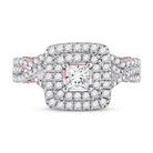 Enchanting Harmony: 14kt Two - tone Gold Princess Diamond Bridal Wedding Ring Band Set 1 - 1/2 Cttw - Splendid Jewellery