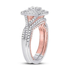 Enchanting Harmony: 14kt Two-tone Gold Princess Diamond Bridal Wedding Ring Band Set 1-1/2 Cttw - Side View