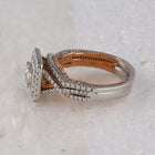 Enchanting Harmony: 14kt Two-tone Gold Princess Diamond Bridal Wedding Ring Band Set 1-1/2 Cttw - Top View