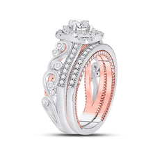 Load image into Gallery viewer, Enchanting Harmony: 14kt Two - tone Gold Princess Diamond Bridal Wedding Ring Band Set 1 - 1/3 Cttw - Splendid Jewellery