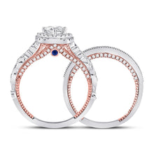 Load image into Gallery viewer, Enchanting Harmony: 14kt Two-tone Gold Princess Diamond Bridal Wedding Ring Band Set 1-1/3 Cttw - Second Side View