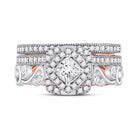 Enchanting Harmony: 14kt Two - tone Gold Princess Diamond Bridal Wedding Ring Band Set 1 - 1/3 Cttw - Splendid Jewellery