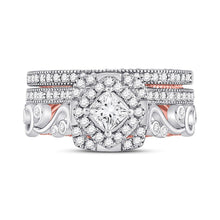 Load image into Gallery viewer, Enchanting Harmony: 14kt Two - tone Gold Princess Diamond Bridal Wedding Ring Band Set 1 - 1/3 Cttw - Splendid Jewellery