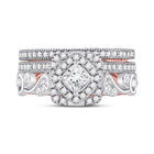 Enchanting Harmony: 14kt Two - tone Gold Princess Diamond Bridal Wedding Ring Band Set 1 - 1/3 Cttw - Splendid Jewellery