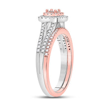 Load image into Gallery viewer, Enchanting Harmony Two-Tone Diamond Halo Wedding Ring Set - Alternate view 2 from Splendid Jewellery