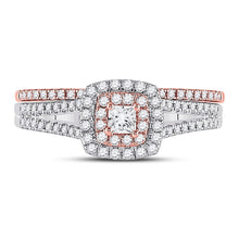 Load image into Gallery viewer, Enchanting Harmony Two - Tone Diamond Halo Wedding Ring Set - Splendid Jewellery