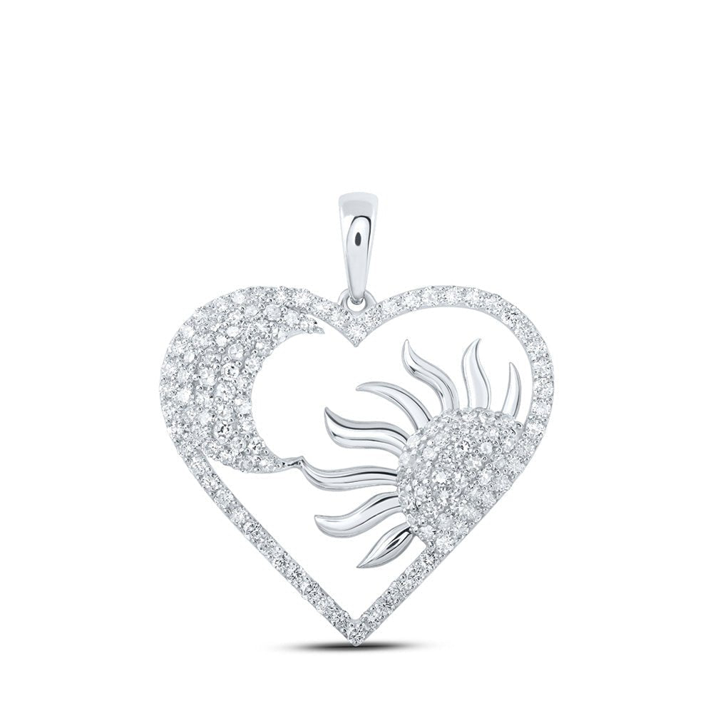 Enchanting Love and Celestial Harmony Pendant | 10kt White Gold with 1 Cttw Diamonds - Splendid Jewellery
