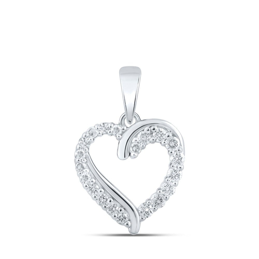 Enchanting Love Diamond Pendant | 10kt White Gold Heart - Shaped Sparkling Necklace - Splendid Jewellery