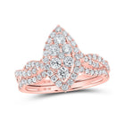 Enchanting Love Story | 10kt Rose Gold Marquise Diamond Bridal Wedding Ring Set 1 Cttw - Splendid Jewellery