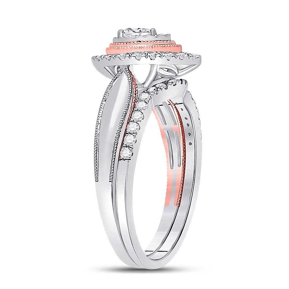 Enchanting Love Story | 10kt Two - tone Gold Diamond Bridal Wedding Ring Band Set 1/2 Cttw | Splendid Jewellery - Splendid Jewellery
