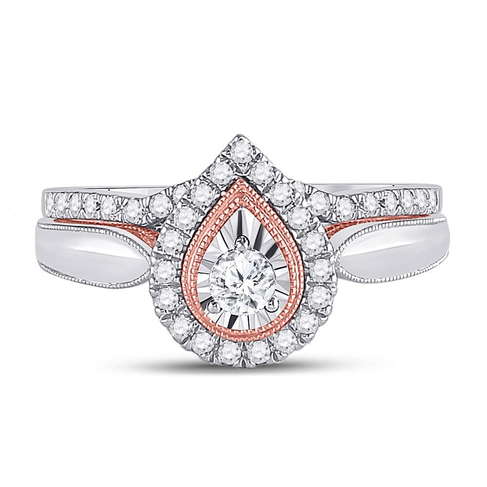 Enchanting Love Story | 10kt Two - tone Gold Diamond Bridal Wedding Ring Band Set 1/2 Cttw | Splendid Jewellery - Splendid Jewellery