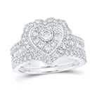 Enchanting Love Story | 10kt White Gold Diamond Heart Bridal Wedding Ring Band Set 1 - 1/2 Cttw - Splendid Jewellery