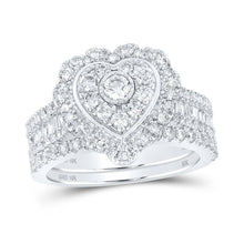 Load image into Gallery viewer, Enchanting Love Story | 10kt White Gold Diamond Heart Bridal Wedding Ring Band Set 1 - 1/2 Cttw - Splendid Jewellery