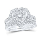 Enchanting Love Story | 10kt White Gold Diamond Heart Bridal Wedding Ring Band Set 1 - 1/2 Cttw - Splendid Jewellery