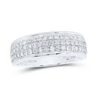 Enchanting Love Story | 10kt White Gold His Hers Round Diamond Cluster Matching Wedding Set 1 - 3/4 Cttw - Splendid Jewellery