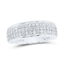 Load image into Gallery viewer, Enchanting Love Story | 10kt White Gold His Hers Round Diamond Cluster Matching Wedding Set 1 - 3/4 Cttw - Splendid Jewellery
