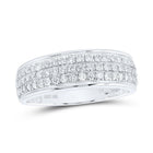 Enchanting Love Story | 10kt White Gold His Hers Round Diamond Cluster Matching Wedding Set 1 - 3/4 Cttw - Splendid Jewellery