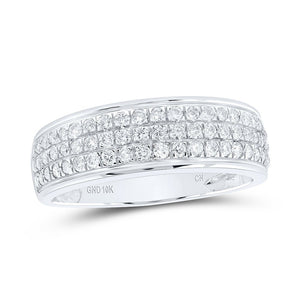 Enchanting Love Story | 10kt White Gold His Hers Round Diamond Cluster Matching Wedding Set 1 - 3/4 Cttw - Splendid Jewellery