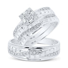 Enchanting Love Story | 10kt White Gold His Hers Round Diamond Square Matching Wedding Set 1/2 Cttw - Alternate view 1 from Splendid Jewellery
