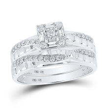 Load image into Gallery viewer, Enchanting Love Story | 10kt White Gold His Hers Round Diamond Square Matching Wedding Set 1/2 Cttw - Alternate view 3 from Splendid Jewellery