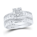 Enchanting Love Story | 10kt White Gold His Hers Round Diamond Square Matching Wedding Set 1/2 Cttw - Alternate view 3 from Splendid Jewellery