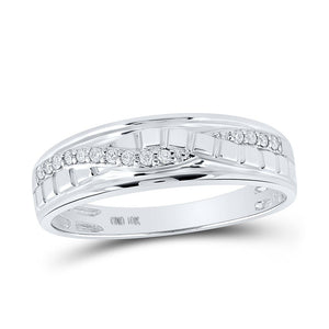 Enchanting Love Story | 10kt White Gold His Hers Round Diamond Square Matching Wedding Set 1/2 Cttw - Splendid Jewellery