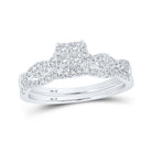 Enchanting Love Story | 10kt White Gold Princess Diamond Bridal Wedding Ring Band Set 1/2 Cttw | Splendid Jewellery - Splendid Jewellery