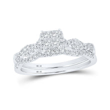 Load image into Gallery viewer, Enchanting Love Story | 10kt White Gold Princess Diamond Bridal Wedding Ring Band Set 1/2 Cttw | Splendid Jewellery - Splendid Jewellery