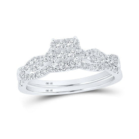 Enchanting Love Story | 10kt White Gold Princess Diamond Bridal Wedding Ring Band Set 1/2 Cttw | Splendid Jewellery - Splendid Jewellery