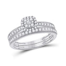 Enchanting Love Story | 10kt White Gold Round Diamond Bridal Wedding Ring Band Set 1/2 Cttw - Splendid Jewellery