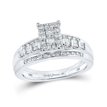 Load image into Gallery viewer, Enchanting Love Story | 10kt White Gold Round Diamond Cluster Bridal Wedding Engagement Ring 1/2 Cttw - Splendid Jewellery