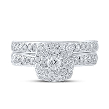 Load image into Gallery viewer, Enchanting Love Story | 10kt White Gold Round Diamond Halo Bridal Wedding Ring Band Set 3/4 Cttw - Alternate view 4 from Splendid Jewellery