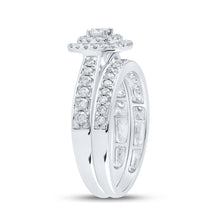 Load image into Gallery viewer, Enchanting Love Story | 10kt White Gold Round Diamond Halo Bridal Wedding Ring Band Set 3/4 Cttw - Alternate view 3 from Splendid Jewellery