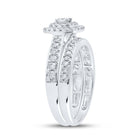Enchanting Love Story | 10kt White Gold Round Diamond Halo Bridal Wedding Ring Band Set 3/4 Cttw - Alternate view 3 from Splendid Jewellery