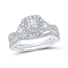 Load image into Gallery viewer, Enchanting Love Story | 10kt White Gold Round Diamond Halo Bridal Wedding Ring Band Set 3/4 Cttw | Splendid Jewellery - Splendid Jewellery