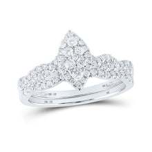 Load image into Gallery viewer, Enchanting Love Story | 10kt White Gold Round Diamond Marquise - shape Cluster Bridal Wedding Ring Band Set 1/2 Cttw - Splendid Jewellery