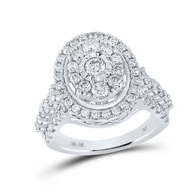 Enchanting Love Story | 10kt White Gold Round Diamond Oval Bridal Wedding Engagement Ring 1 - 5/8 Cttw - Splendid Jewellery