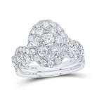 Enchanting Love Story | 10kt White Gold Round Diamond Oval Cluster Bridal Wedding Ring Band Set 2 Cttw | Splendid Jewellery - Splendid Jewellery