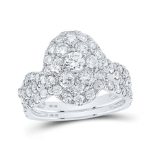 Load image into Gallery viewer, Enchanting Love Story | 10kt White Gold Round Diamond Oval Cluster Bridal Wedding Ring Band Set 2 Cttw | Splendid Jewellery - Splendid Jewellery