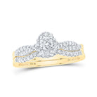 Enchanting Love Story | 10kt Yellow Gold Diamond Halo Bridal Wedding Ring Band Set 1/2 Cttw | Splendid Jewellery - Splendid Jewellery