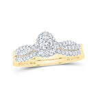 Enchanting Love Story | 10kt Yellow Gold Diamond Halo Bridal Wedding Ring Band Set 1/2 Cttw | Splendid Jewellery - Splendid Jewellery