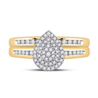 Enchanting Love Story | 10kt Yellow Gold Diamond Halo Bridal Wedding Ring Set 1/3 Cttw - Splendid Jewellery